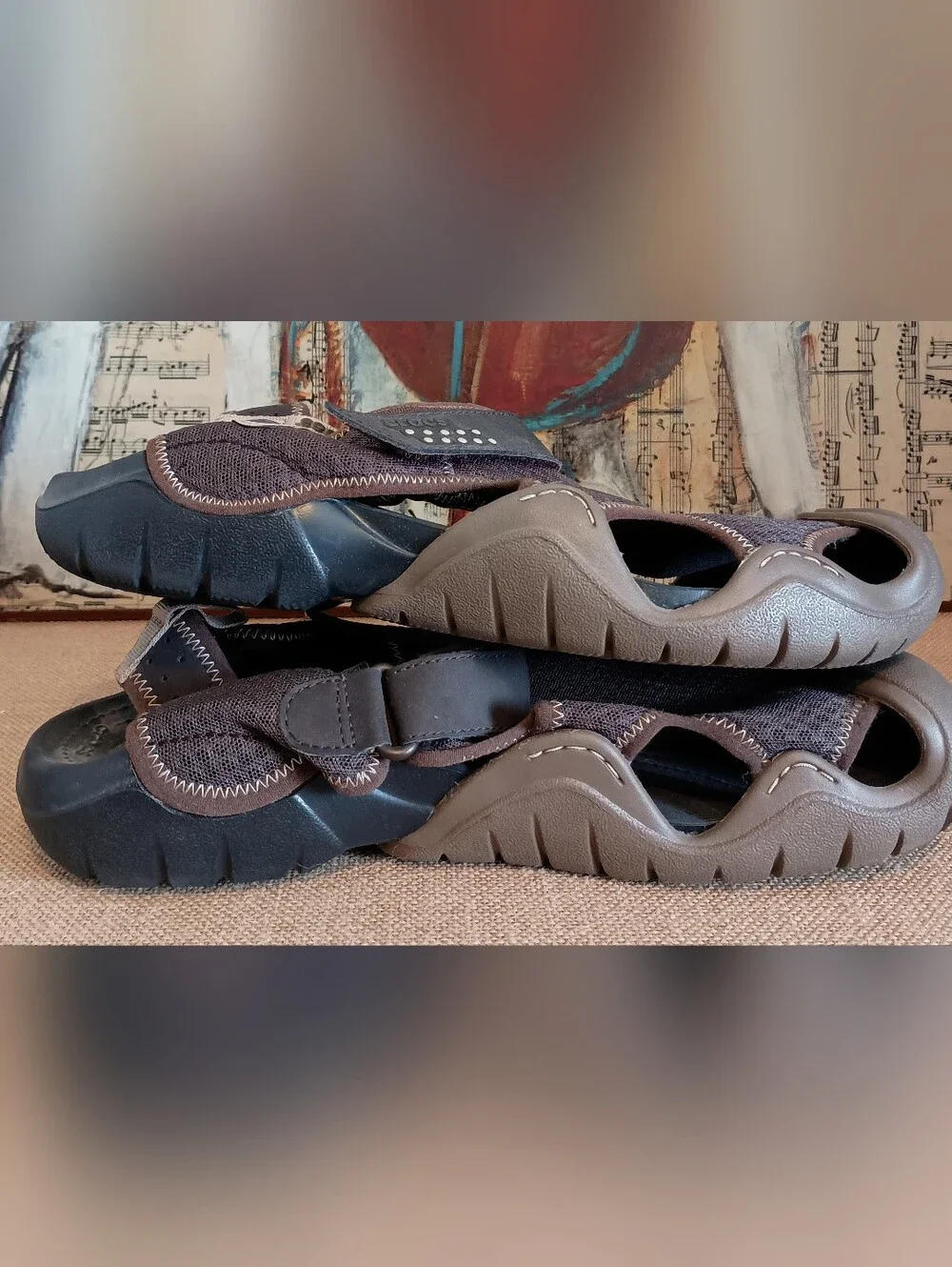 Crocs Swiftwater Mesh Deck Sandals Mens Brown Sz 11m